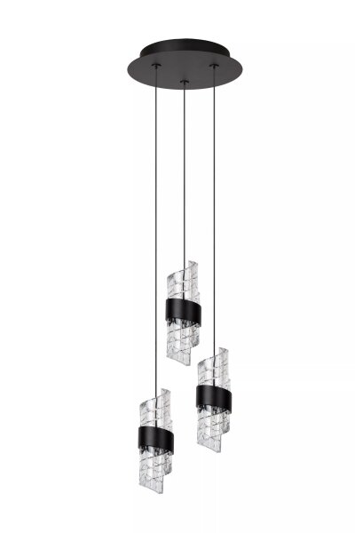 Moderne LED Hängelampe Schwarz B:25 cm 2700 K 3-flammig
