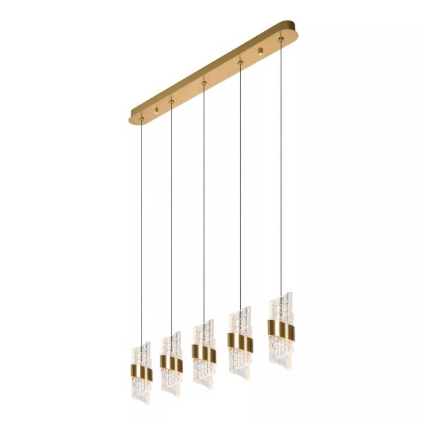 Moderne LED Pendelleuchte Gold L:84 cm 2700 K 5-flammig
