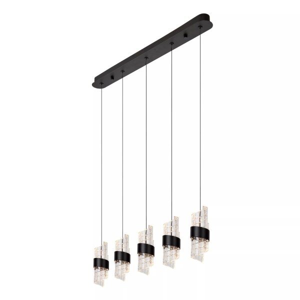 Moderne LED Pendelleuchte Schwarz L:84 cm 2700 K 5-flmg