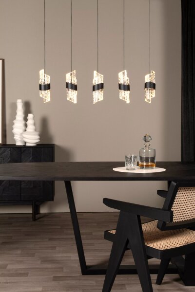 Moderne LED Pendelleuchte Schwarz L:84 cm 2700 K 5-flmg
