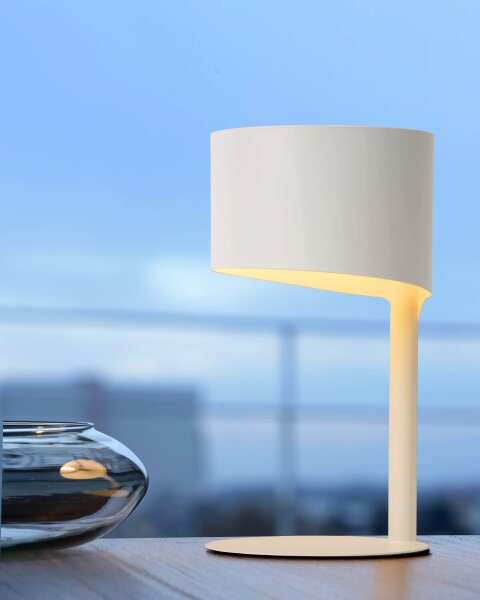 Weiße Tischlampe Metall 28,5 cm klein E14 bis 40 W