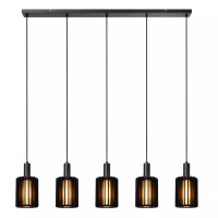 Lange Hängelampe Glas Aluminium Schwarz L:164 cm 5-flmg