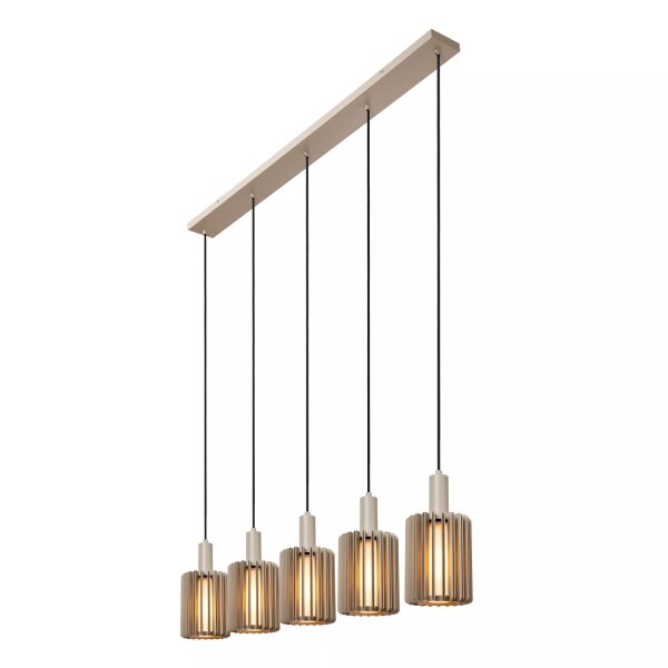 Lange Hängelampe Glas Aluminium Taupe L:164 cm 5-flmg