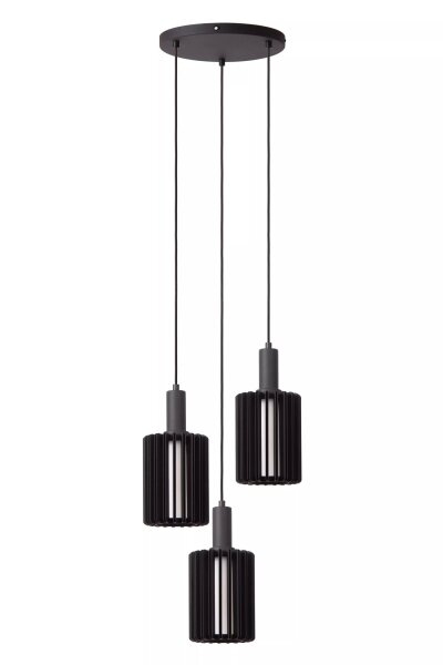 Schwarze Hängelampe Glas Metall B:40 cm E27 3-flammig