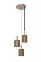 H&auml;ngelampe Glas Metall Taupe L:40 cm E27 3-flammig