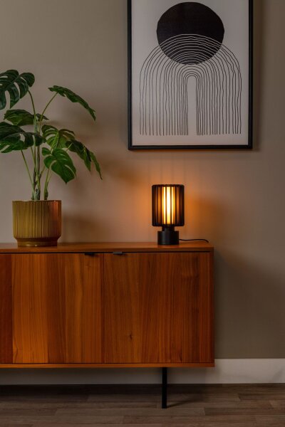Tischleuchte Schwarz Aluminium Glas E27 27 cm Modern