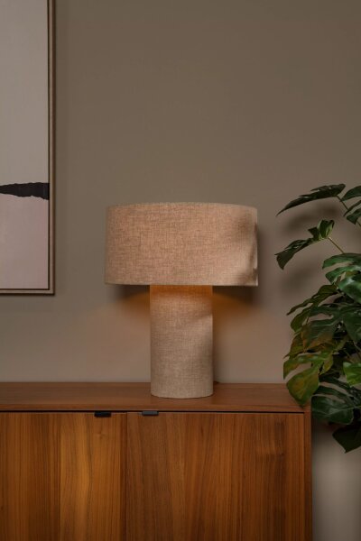 Tischlampe Stoff Taupe 52 cm groß E27 bis 40 W blendarm