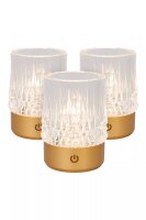 LED Akku Tischlampe 3-er Set Gold Touch dimmbar 10,3 cm