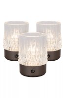 LED Akku Tischlampe 3-er Set Schwarz Touch 3 W dimmbar