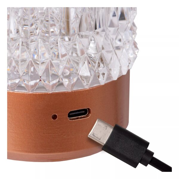 LED Akku Tischlampe 3-er Set Kupfer Touch USB dimmbar