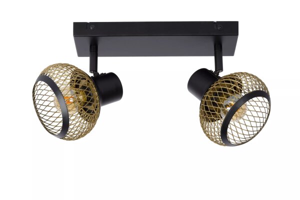 Deckenspot Industrial Schwarz Gold E14 L:26 cm flexibel