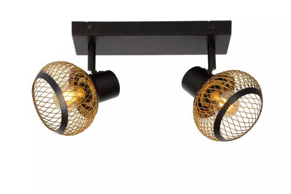 Deckenspot Industrial Schwarz Gold E14 L:26 cm flexibel