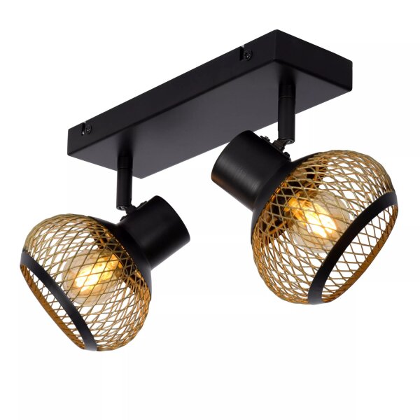 Deckenspot Industrial Schwarz Gold E14 L:26 cm flexibel