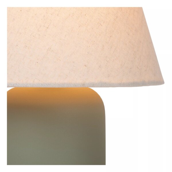 Nachttischleuchte Stoff Keramik Beige Grün E14 27 cm