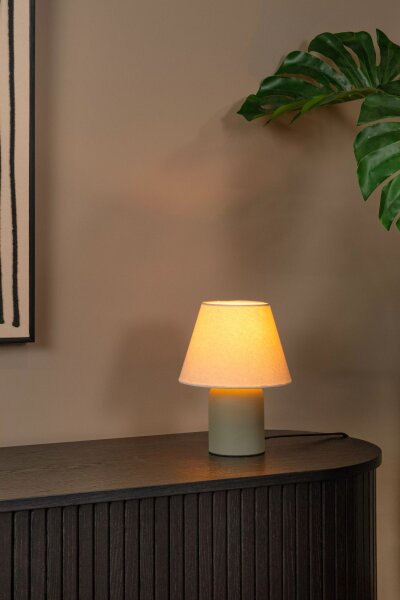 Nachttischleuchte Stoff Keramik Beige Grün E14 27 cm