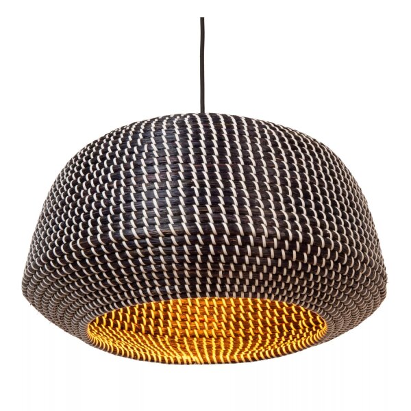 Runde Pendelleuchte Seegras Schwarz E27 Ø47 cm Modern
