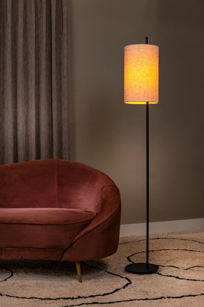 Stehleuchte Stoffschirm Metall Beige Schwarz 165 cm