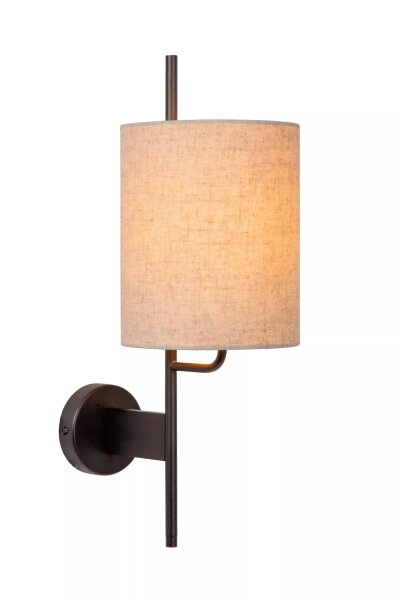 Wandlampe Stoffschirm Metall Beige Schwarz E27 H:50 cm