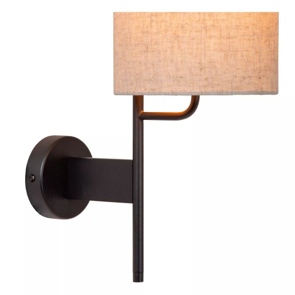 Wandlampe Stoffschirm Metall Beige Schwarz E27 H:50 cm