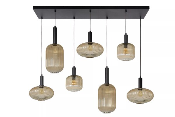 Hängelampe Glas Metall Bernstein Schwarz E27 150 cm