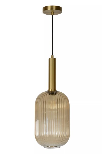 Runde Hängelampe Glas Metall Bernstein Gold E27 Ø20 cm