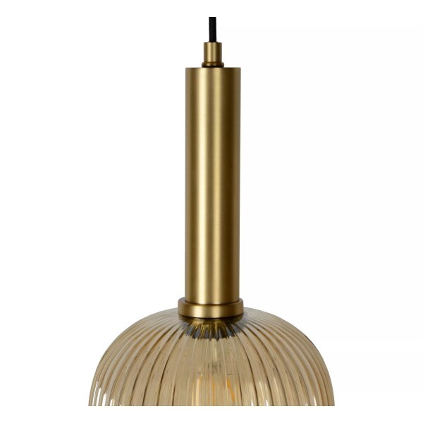 Runde Hängelampe Glas Metall Bernstein Gold E27 Ø20 cm