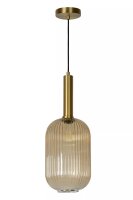 Runde Hängelampe Glas Metall Bernstein Gold E27...