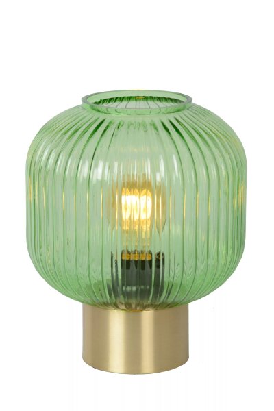 Tischlampe Glasschirm Metall Grün Gold E27 24,5 cm