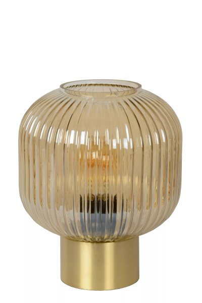 Tischlampe Glasschirm Metall Bernstein Gold E27 24,5 cm