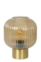 Tischlampe Glasschirm Metall Bernstein Gold E27 24,5 cm