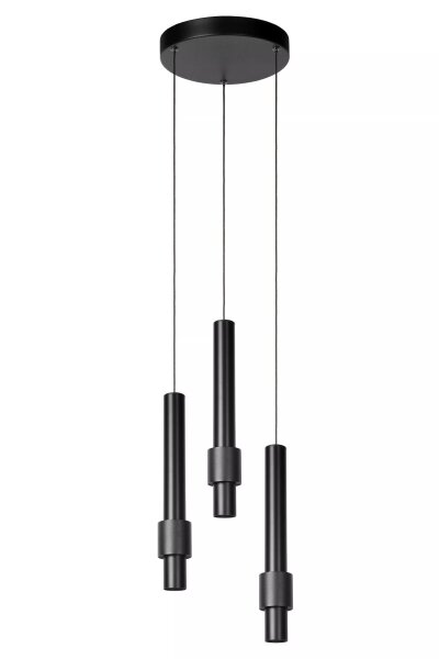 LED Pendelleuchte Metall Schwarz B:28 cm 2700 K 3-flmg