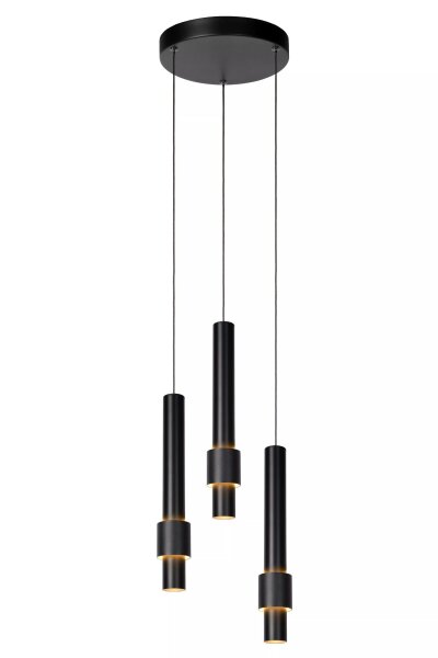 LED Pendelleuchte Metall Schwarz B:28 cm 2700 K 3-flmg