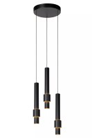 LED Pendelleuchte Metall Schwarz B:28 cm 2700 K 3-flmg