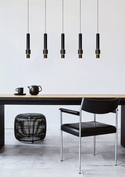 LED Hängeleuchte Metall Schwarz 103 cm 2700 K 5-flammig