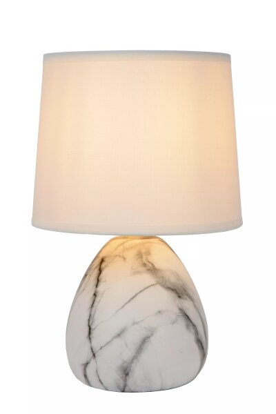 Tischlampe Stoff Keramik Marmor Optik Weiß E14 25,5 cm