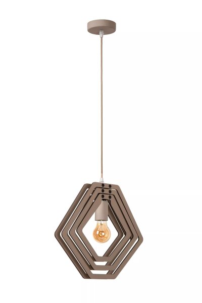 Verspielte Hängelampe Kinder Holz Taupe Ø33,5 cm E27