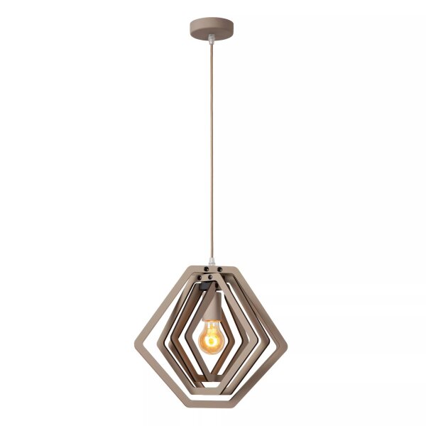 Verspielte Hängelampe Kinder Holz Taupe Ø33,5 cm E27