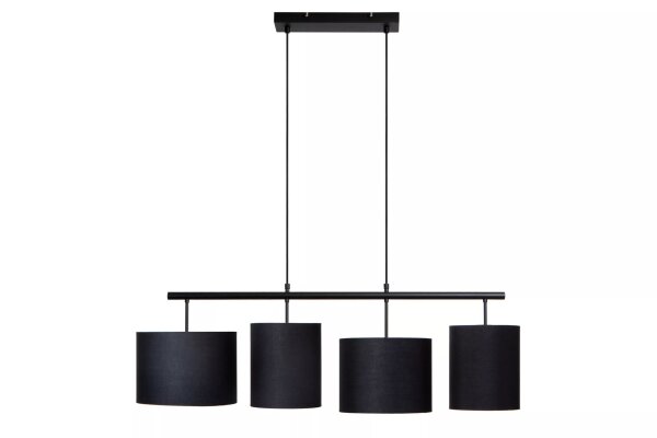 Hängelampe Stoff Metall Schwarz 107 cm lang E27 4-flmg