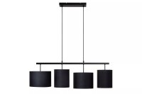Hängelampe Stoff Metall Schwarz 107 cm lang E27 4-flmg