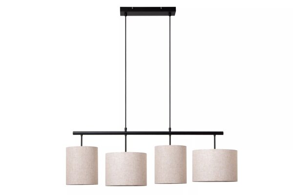 Hängelampe Stoff Metall Beige Schwarz 107 cm E27 4-flmg