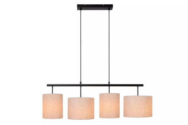 Hängelampe Stoff Metall Beige Schwarz 107 cm E27 4-flmg