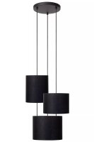 H&auml;ngelampe Stoff Metall Schwarz B:46 cm E27 3-flammig