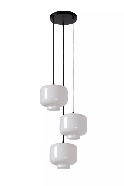Pendelleuchte Glas Metall Weiß Schwarz E27 B:46 cm
