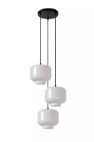 Pendelleuchte Glas Metall Wei&szlig; Schwarz E27 B:46 cm
