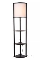 Stehlampe Holz Stoff Schwarz Beige Schalter E27 162 cm