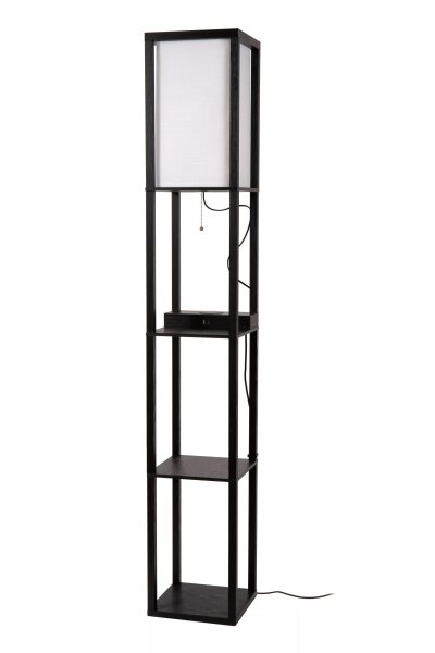 Stehlampe Holz Stoff Beige Ladeplattform E27 162 cm