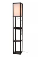 Stehlampe Holz Stoff Beige Ladeplattform E27 162 cm