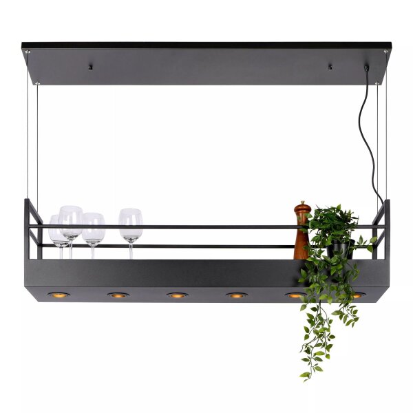 Schwarze Hängelampe Metall 110 cm lang GU10 akzentuiert