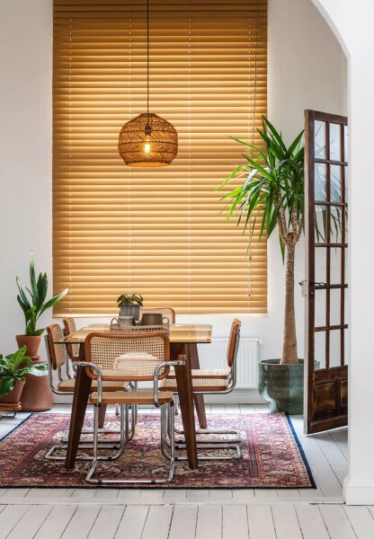 Natürliche Pendelleuchte Rattan Ockergelb Ø40 cm rund