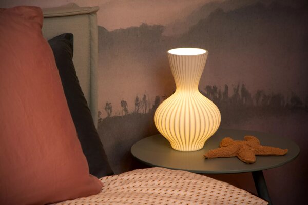 Porzellan Tischlampe Weiß E14 29,4 cm klein dekorativ